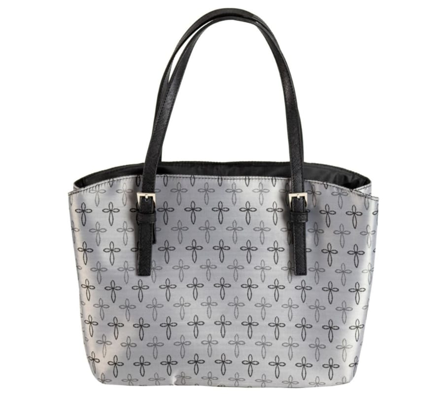 Purse-Style Bible Cover Cross Emblem, Gray, XLarge